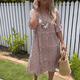 ZORA | ROBE MIDI À MANCHES COURTES EN SABLE