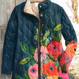 Wilma™ | Doudoune avec fleurs sur Marine