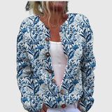 Karin™ | Cardigan avec motif de feuilles bleues