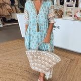 MANA | ROBE MIDI AVEC MOTIFS FLORAUX ET DÉCOLLETÉ EN V