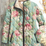Gesa™ | Veste matelassée avec de grandes roses en sauge
