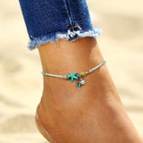 Bracelet Cheville Étoile et Coquillage avec Pierres Naturelles