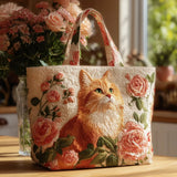 Sac Artisanale - Chat Rouge avec Roses