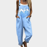 Salopette avec motif cœur Bleu clair