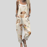 Salopette avec motif de chien Crème