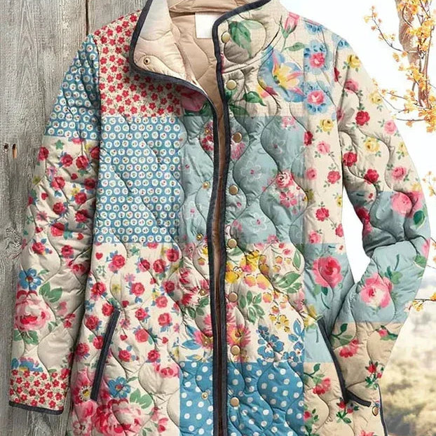 Karoline™ | Veste matelassée en patchwork de fleurs