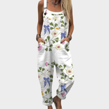 Salopette florale avec fleurs sauvages blanche