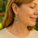 Boucles d'Oreilles Étincelantes en Colibri