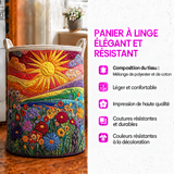 Éléonore™ | Panier matelassé avec soleil sur collines et fleurs