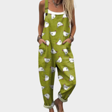 Salopette avec oiseaux Vert olive