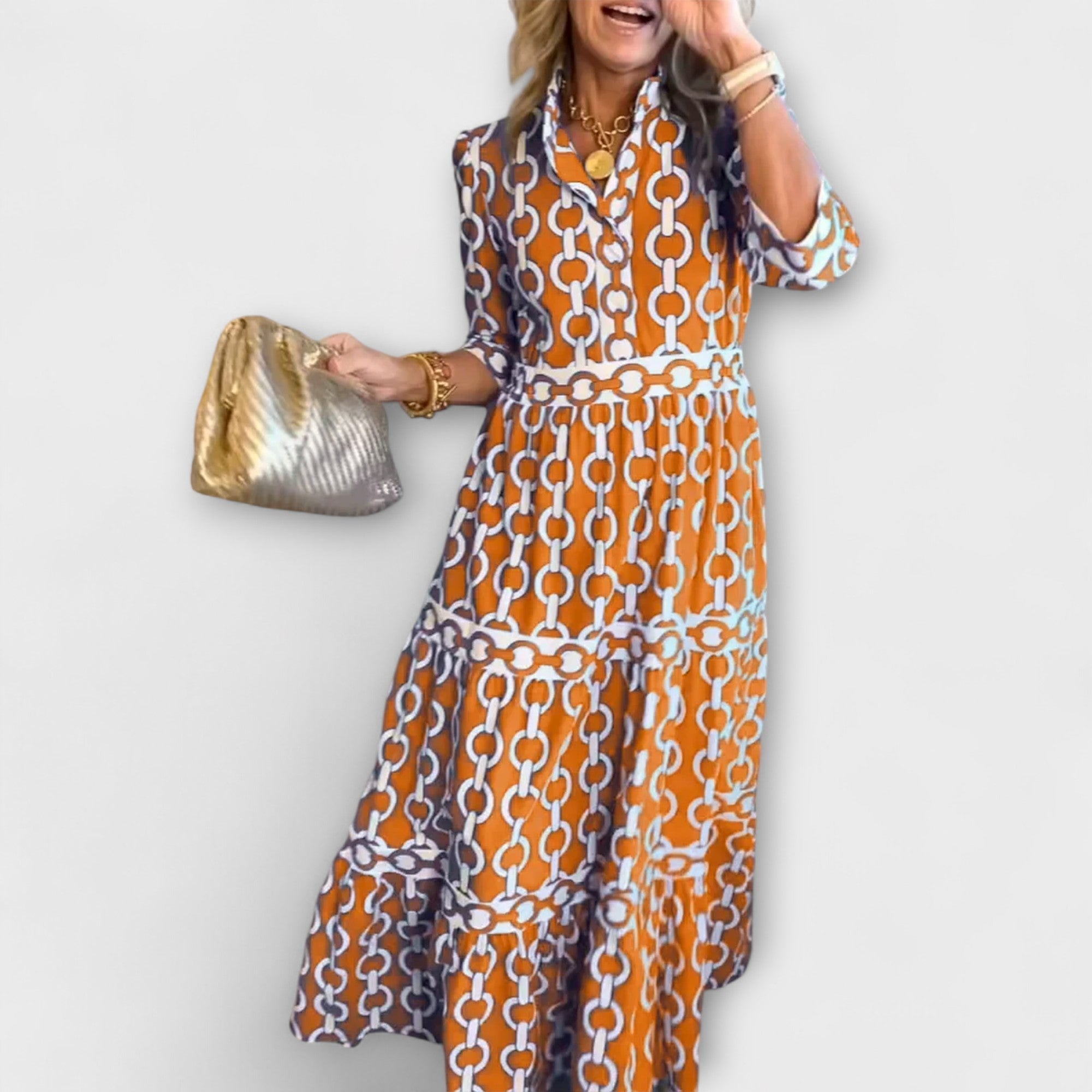 JULIANA | ROBE MIDI AVEC MOTIF CHAÎNE