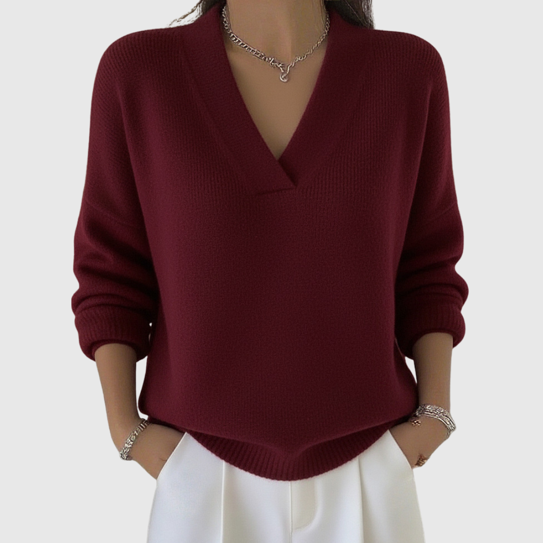Faye | Pull à col en V doux avec coupe décontractée