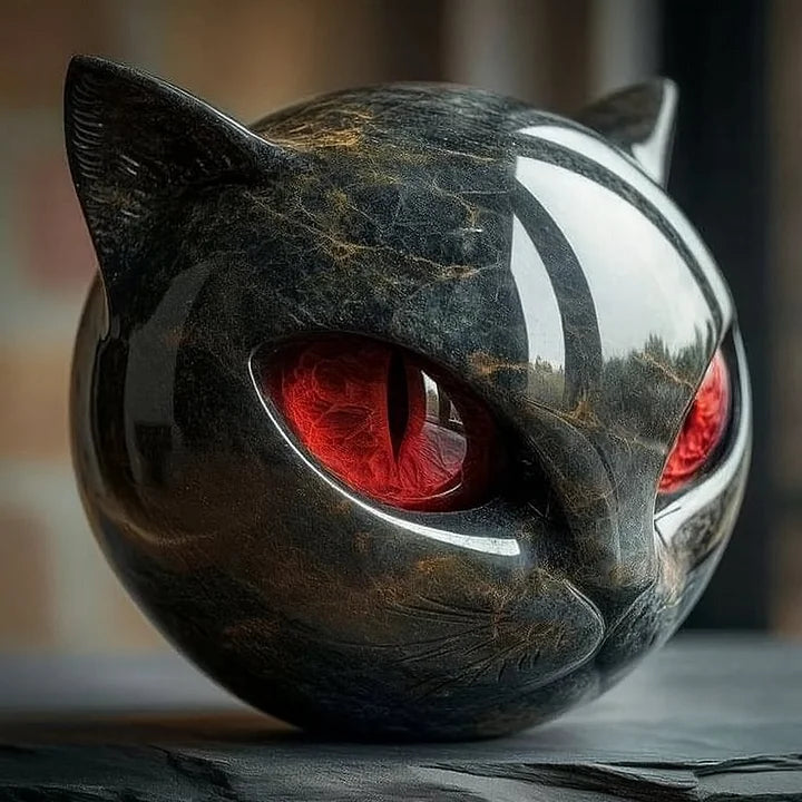 Statue en Pierre du Chat Noir – Symbole de Chance et de Style