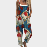 Salopette avec motif de poule Bleu