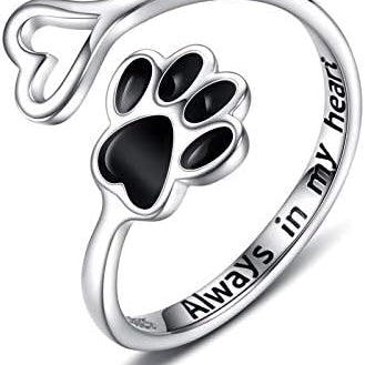 Bague Artisanale Patte & Cœur – Argent Sterling 925 Ajustable