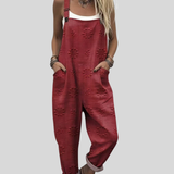 Salopette bordeaux avec motif texturé