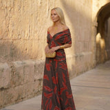 Poppy | Robe élégante avec motif de feuilles