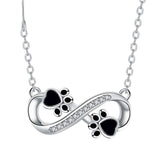 Collier Empreinte de Patte Infini avec Zirconia