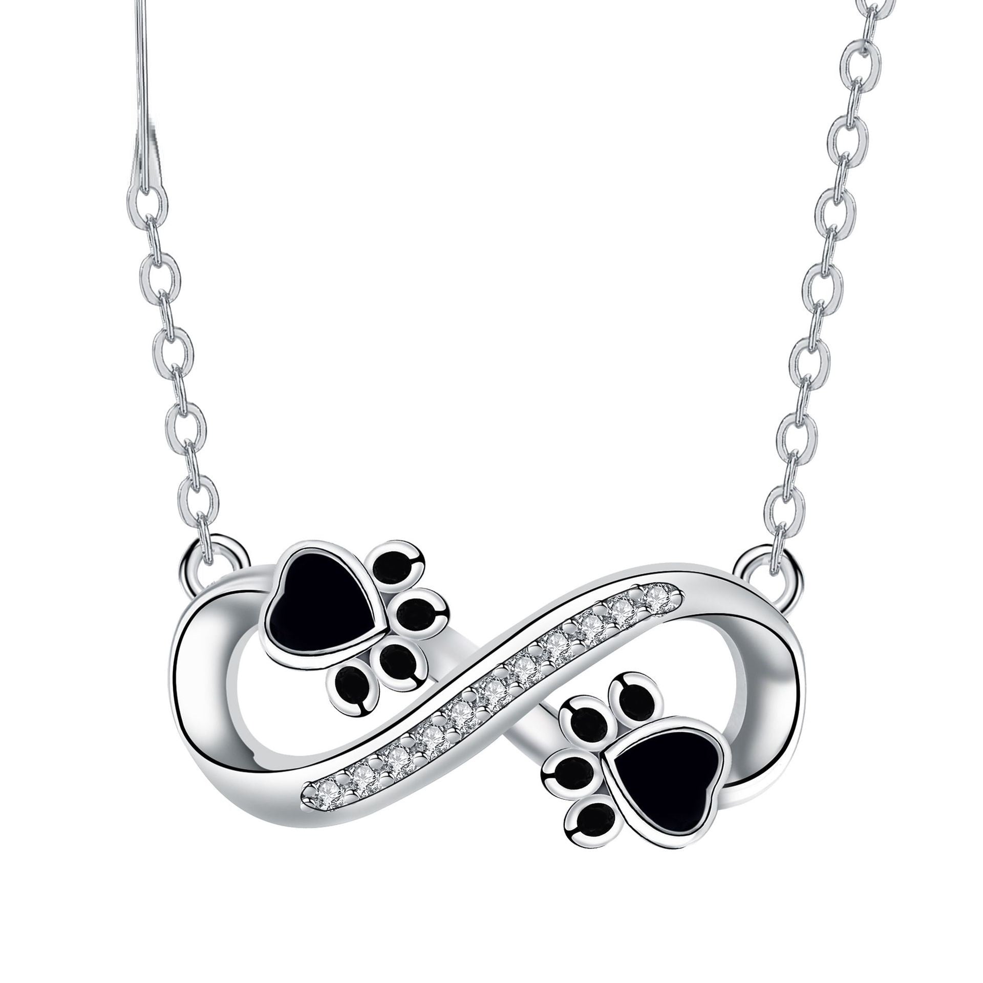 Collier Empreinte de Patte Infini avec Zirconia