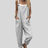 Salopette grise avec motif floral