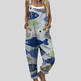 Salopette avec motif de poisson Bleu
