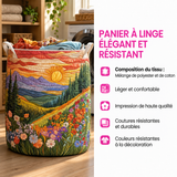 Florine™ | Panier rembourré avec un lever de soleil entre montagnes et fleurs