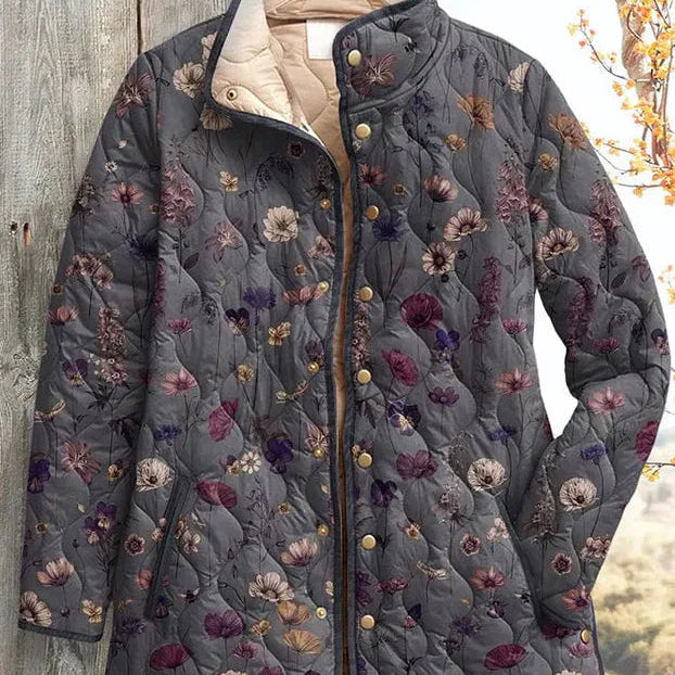 Mechthild™ | Veste matelassée avec motif floral en gris