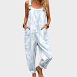 Salopette avec motif de feuilles bleu clair