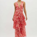 Robe à Imprimé Floral et Décolleté Profond