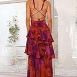 Robe à Imprimé Floral et Décolleté Profond