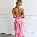 Robe à Imprimé Floral et Décolleté Profond