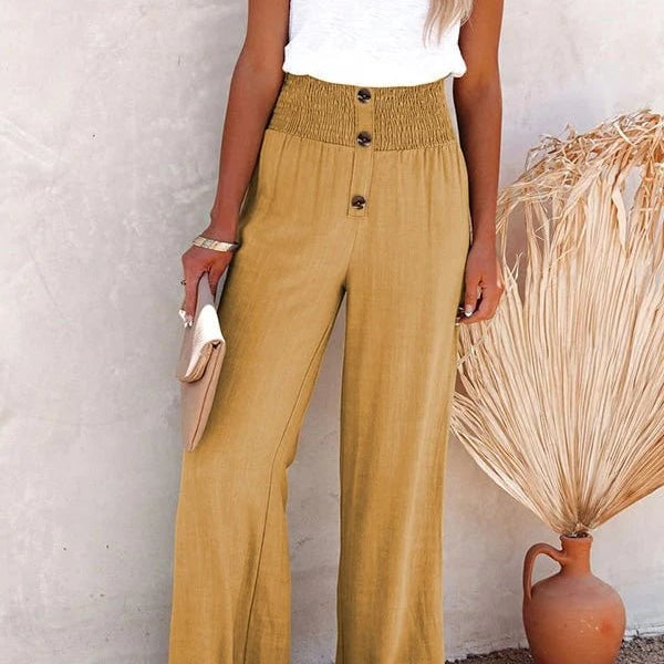Riana - Pantalon ample taille haute