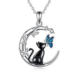 Pendentif en Cristal de Papillon Chat Lune
