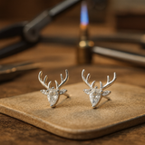 Boucles d'Oreilles en Corne avec Zircon Transparent