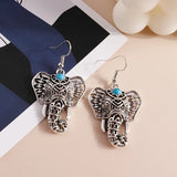 Boucles d'oreilles Vintage Élégantes Éléphant en Argent Bohémien