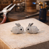 Boucles d'oreilles en cristal de lapin mignon