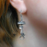 Boucles d'oreilles en argent sterling avec pendentif chat bohème