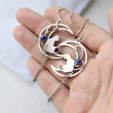Boucles d'oreilles en zircon bleu bohème en argent sterling