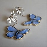 Boucles d'oreilles vintage en papillon bleu