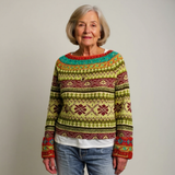 Ingeborg™ | Pullover mit Ornamenten in Oliv