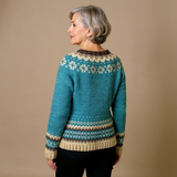 Henriette™ | Strickjacke mit Norwegerpasse in Petrol