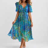 SAPHIR | ROBE MIDI BLEUE AIRÉE AU BORD DE LA MER