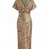Robe midi effet sculptant avec nœud central et tombé fluide