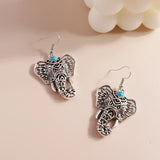 Boucles d'oreilles Vintage Élégantes Éléphant en Argent Bohémien