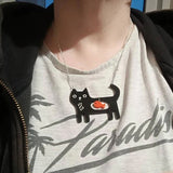 Collier Pendentif Acrylique Chat & Poisson Fantaisie