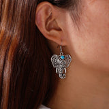 Boucles d'oreilles Vintage Élégantes Éléphant en Argent Bohémien