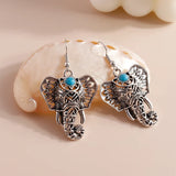 Boucles d'oreilles Vintage Élégantes Éléphant en Argent Bohémien