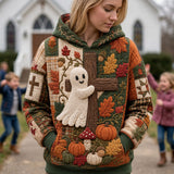 Sweatshirt avec Motif d'Automne et Fantômes
