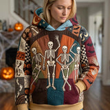 Sweat à Capuche Gothique avec Crânes de Nuit