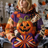 Sweat à Capuche Patchwork Nocturne d'Halloween